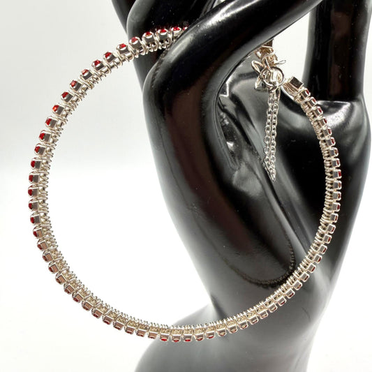 Handmade Silver bracelet with Red Crystals