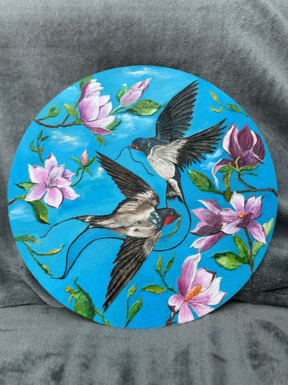 Oil Painting on Acrylic Disc - Hand Painted