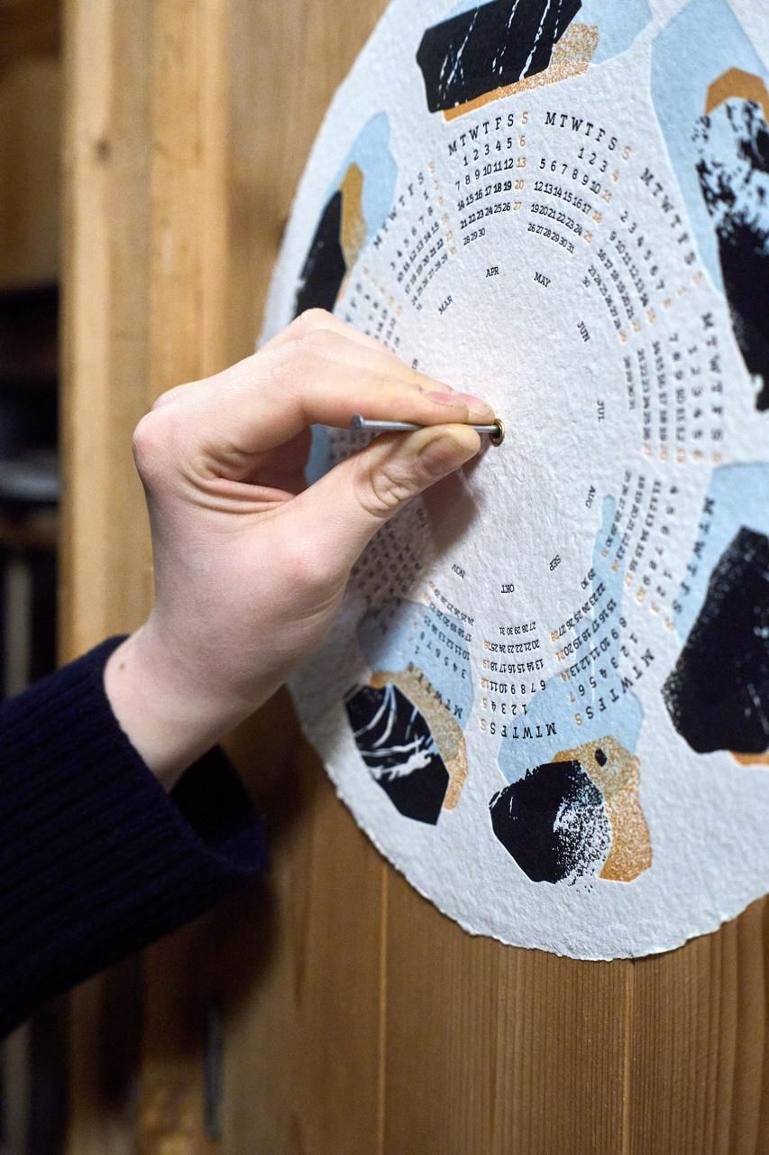 Incredible and Unique Circular Calendar on Handmade Paper